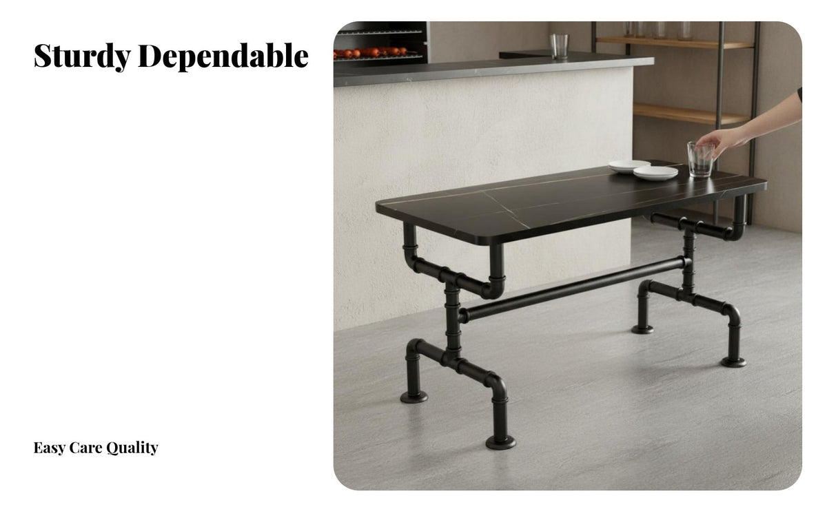 Pipework Design mechanical Pipe-Leg Table and Chair Set Retro atmosphere Pub Seating Vintage Look Restaurant Dining Group sturdy Duty for Bar Proprietors, Cafe Managers, Interior Designers, Teahouse, Basement, Kitchen