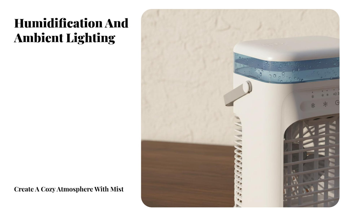 Desktop Water Cooling Fan Humidifier Function Desktop Air Chiller Quiet Mini Misting Fan for Office Workers, Bedroom, Dorm Room
