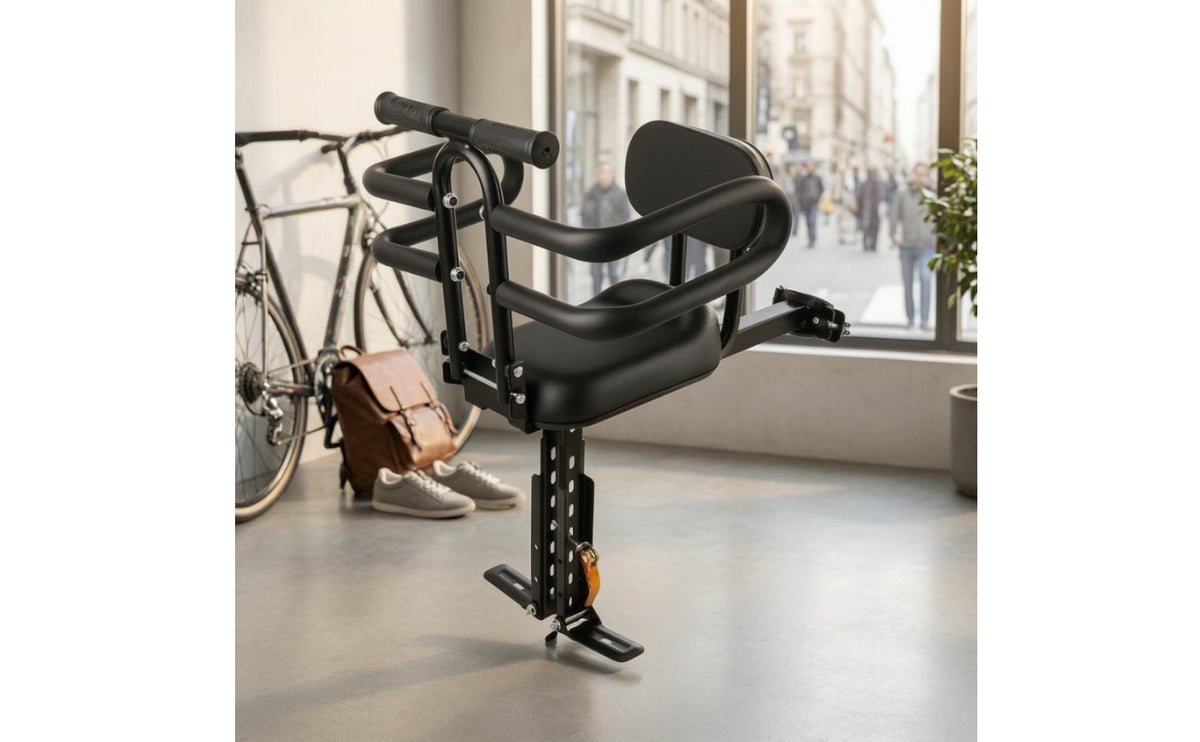 Foldable Child Bike Seat with Handlebars Folding Child Cycle Seat with Handlebar Padded Adjustable for Commuting