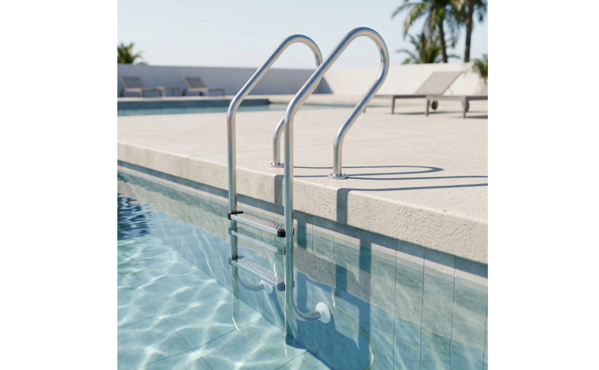 2-Step Pool Ladder Stainless Steel Pool Ladder with Handrails No-Tools for Homeowners, Above-Ground Pools