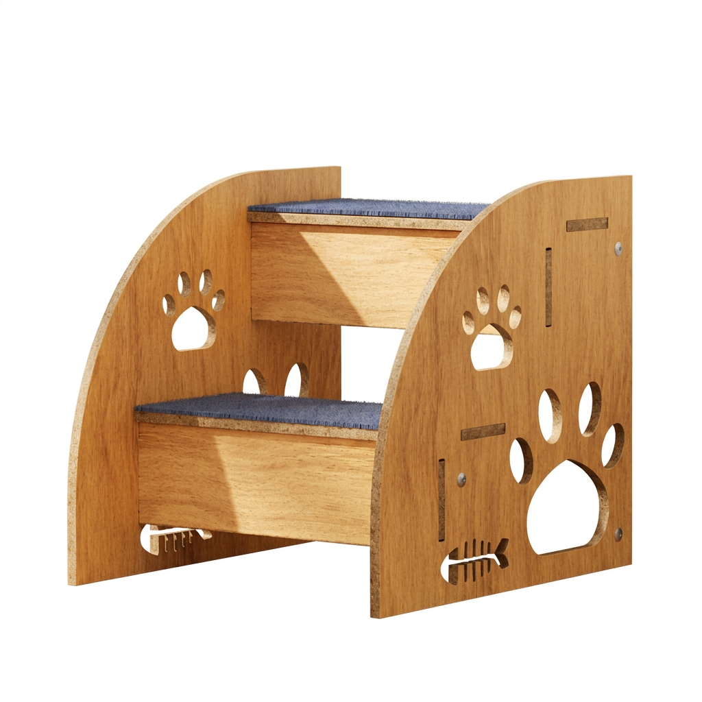 Pet Small Dogs, 40cm Height Dog Steps for Sofa Access, Density Board Construction, Non-Slip Carpeted Steps, Paw Cutout Design