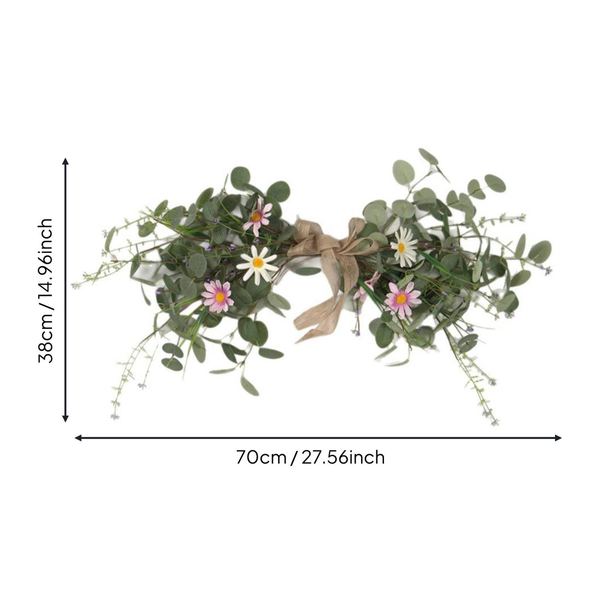 Eucalyptus Blossom Swag Handmade Artificial Flower Lintel Burlap Bow Accent