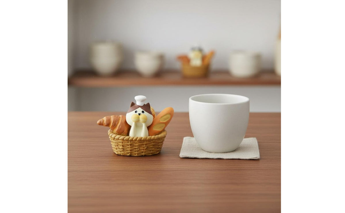 Bakery Cat Figurine Cute Design Japanese Decorative Theme Cat Figure Great Gift Suitable Residence Decoration for Car Dashboard, Office Desk