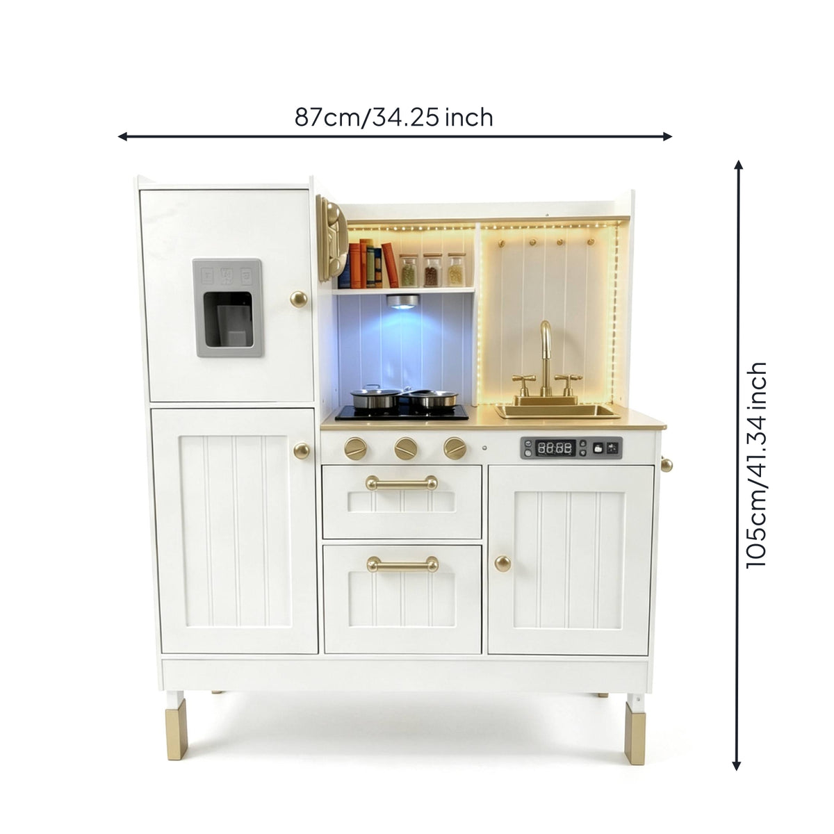 Wooden Play Kitchen Interactive Children's Kitchen Playset Sturdy for Nursery