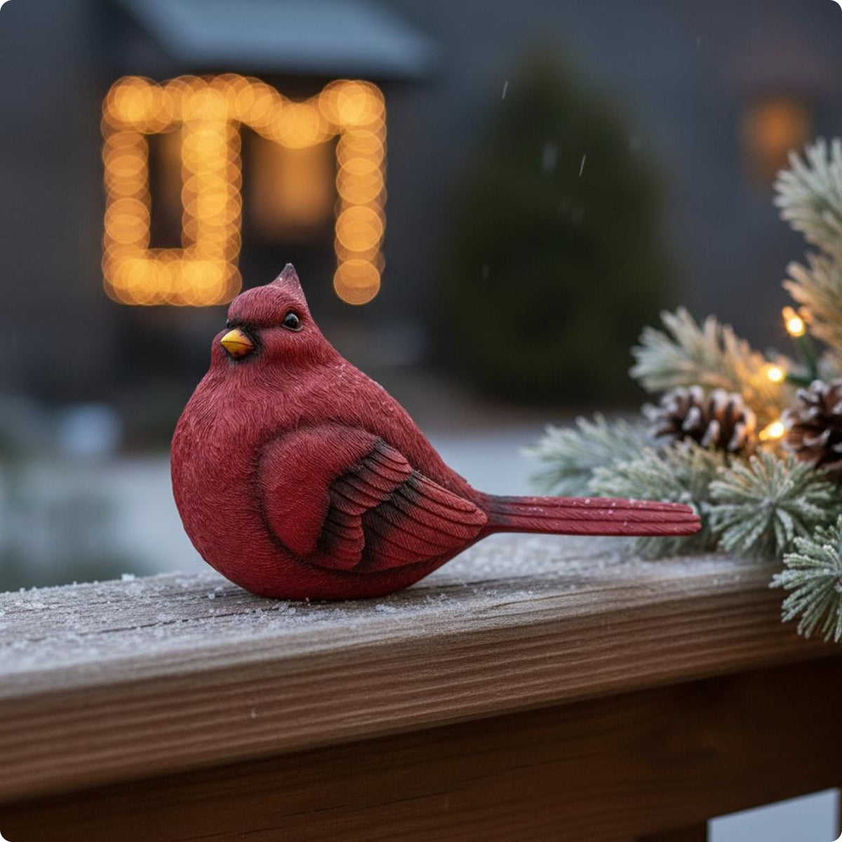 Cardinal Figurine Resin Red Cardinal Statue Yellow Beak for Courtyard, Balcony