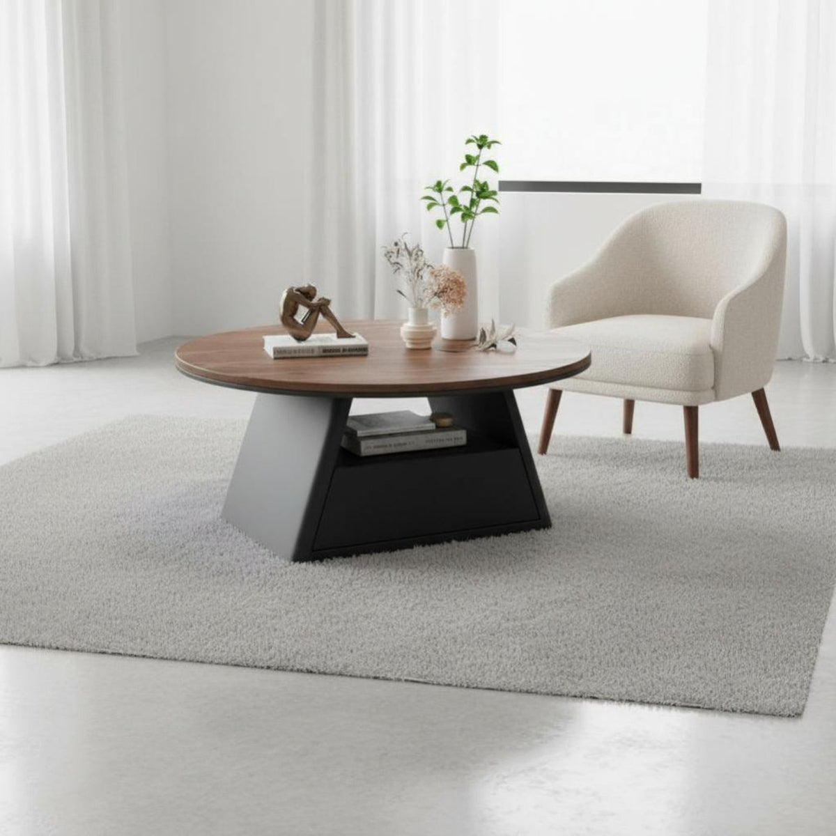 2 Pieces Nesting Coffee Table Set Minimalist Modern Minimalist Look Featured Furniture Easy to Clean Heat Resistant