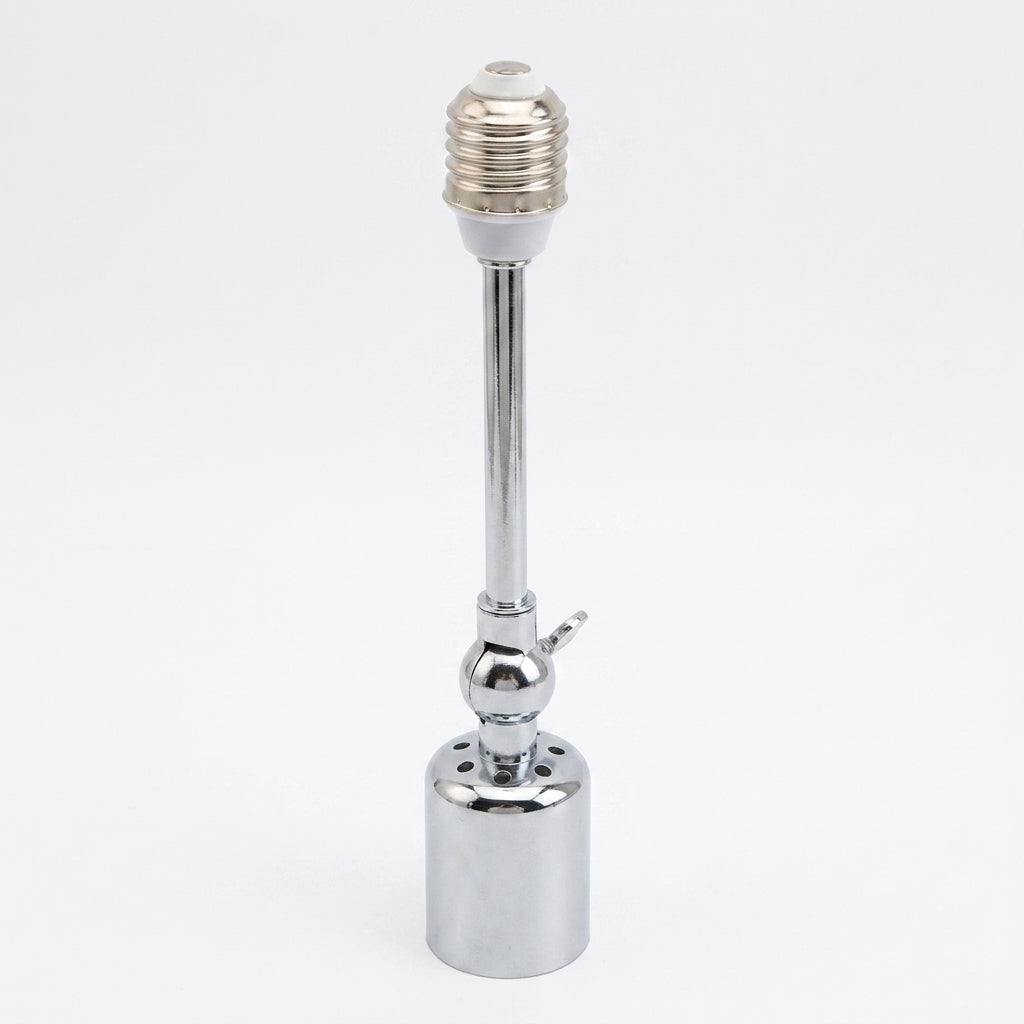 E27 Lamp Holder with Dual Bulb Sockets, Chrome Metal Extension Rod with Swivel Joint for E27 Lamp, Adjustable Neck for DIY Lighting, 1 Pack