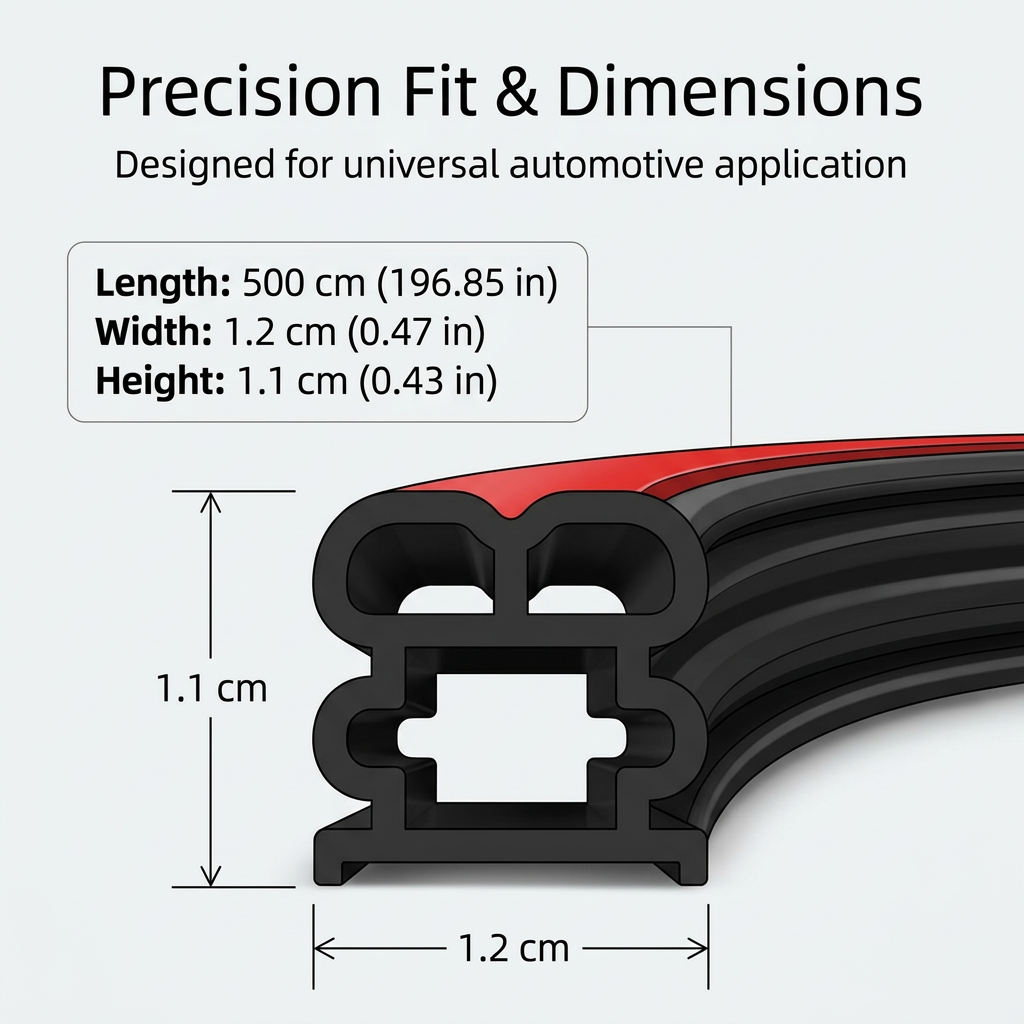 Car Door Seal Strip, Automotive Weatherproofing Seal, Soundproof Noise Reduction, Waterproof Dustproof, Universal Fit 12 Meters
