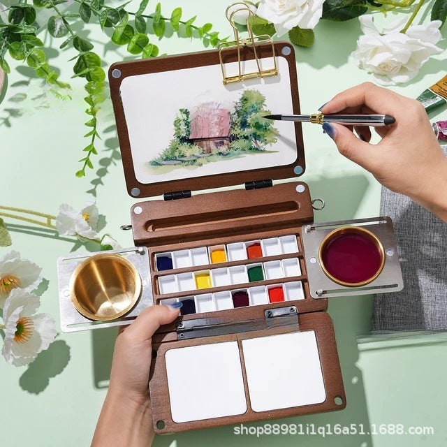 Portable 24-Well Watercolor Palette Set