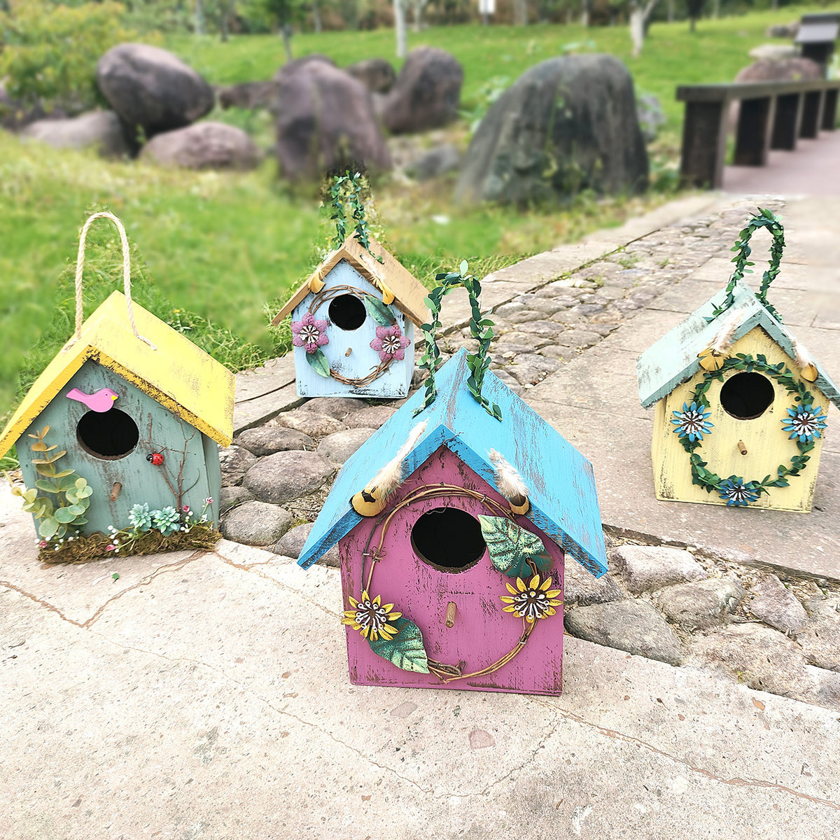 Wooden Birdhouse Garden Decoration Outdoor Courtyard Hanging Ornament