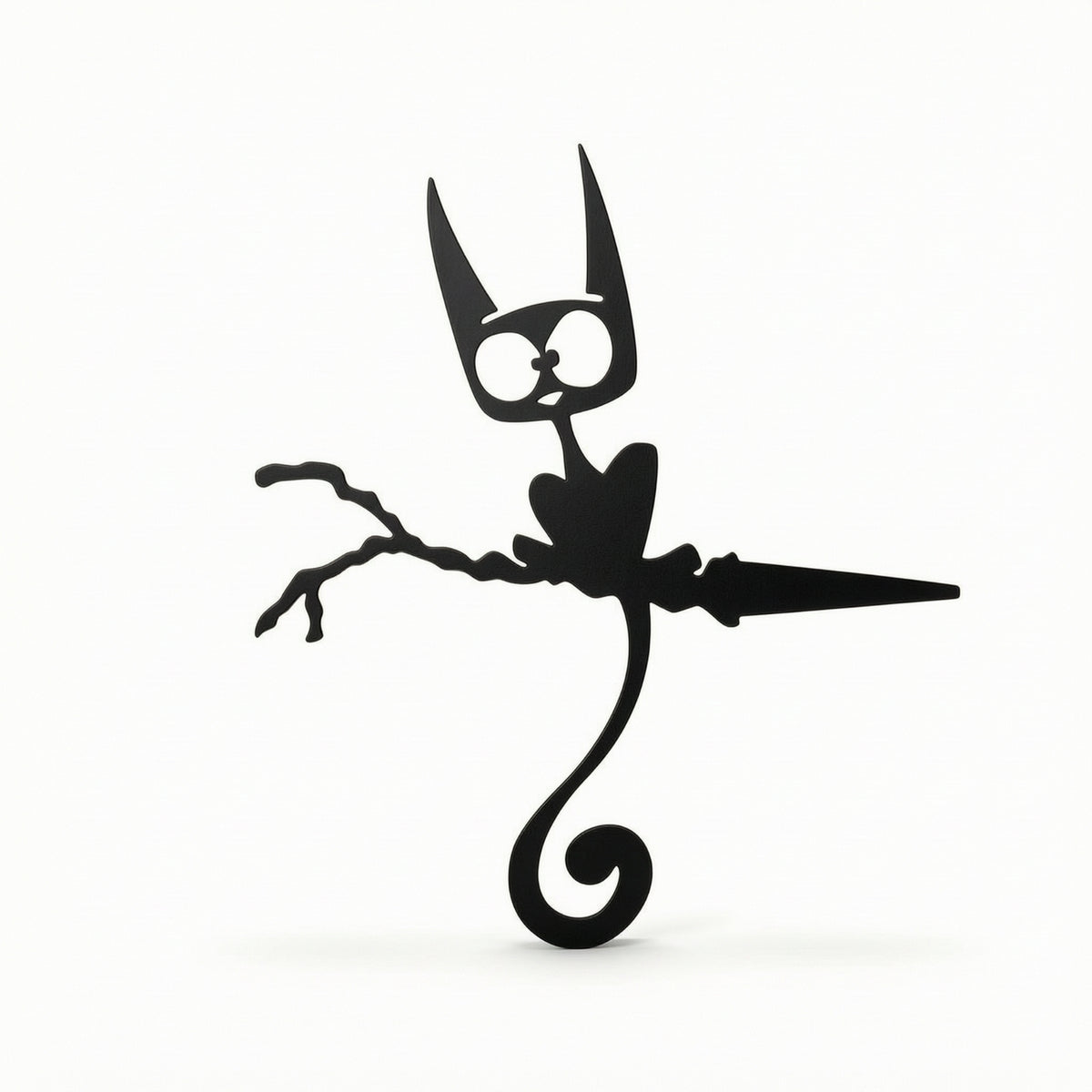 Cat Silhouette Black Metal Silhouette with Branch Cutout Metal Wall Art for Halloween, Garden, Porch