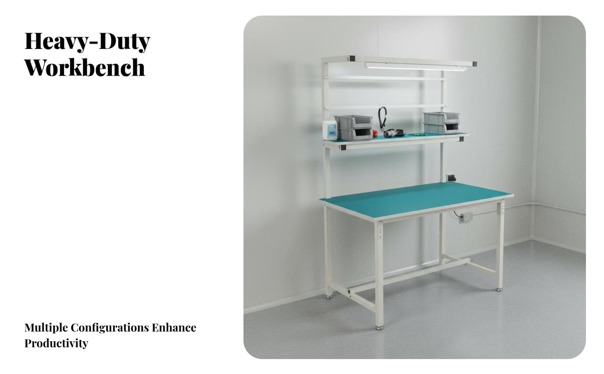 Anti Workbench With Overhead Light Aluminum Frame Work Table High Load-Bearing Assembly Line Table for Technicians, Factory Workers, Research Facility