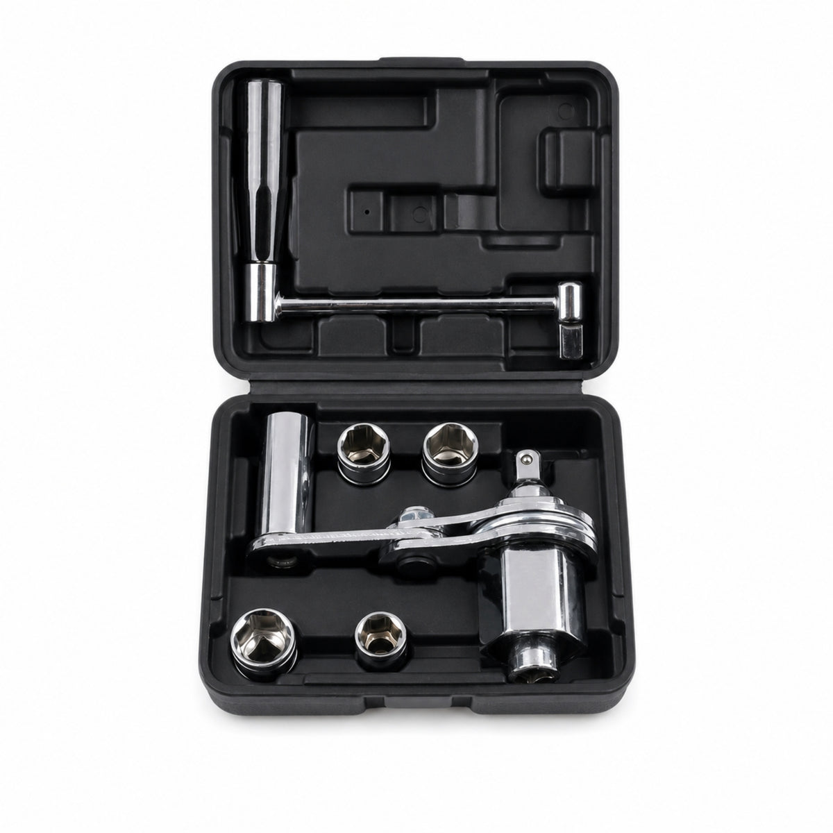 Manual Spare Tire Tool Kit with Carrying Case High-Strength Tire Lug Nut Wrench Heat Treated Wheel Lug Wrench Forged for Roadside Emergency