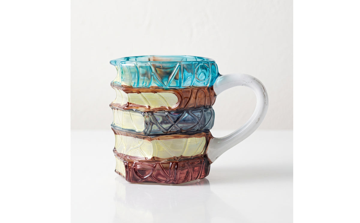Stacked Book Mug Carved Book Stack Mug Faceted Decorative Cup for Readers, Librarians, Bookshelf, Study, Desk