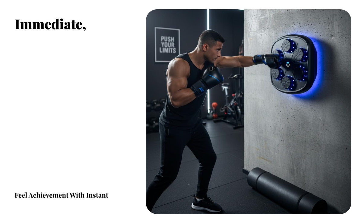 Music-Synced Boxing Machine Interactive Workout Smart Boxing Machine LED Score Display Wall Mounted Punching Target for Adults, Family
