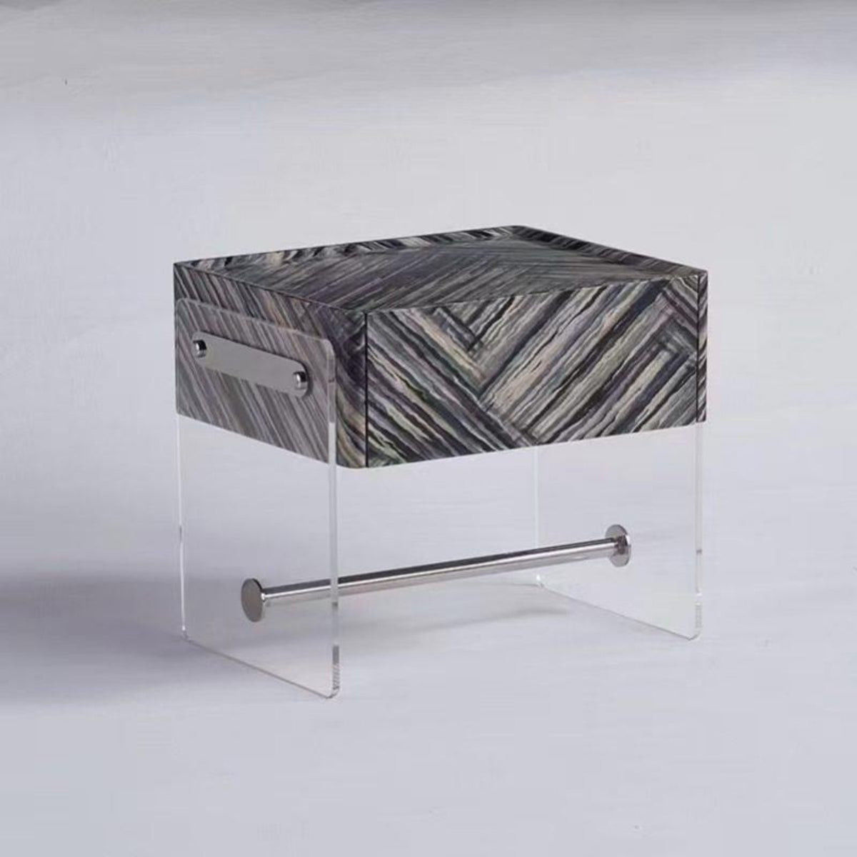 Curved Framed emphasize Table Light Luxury & aesthetic Nightstand Space-Saving for Living Room