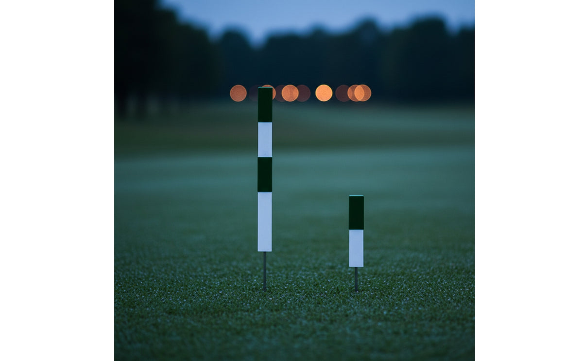 Two-Tone Golf Course Marker High-Visibility Playing Area Marker Ground-Mount Stake with Metal Spike Weather-Resistant for Landscapers, Fairways, Cart Paths