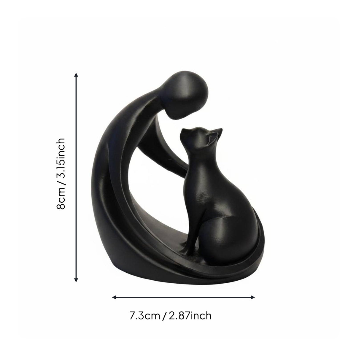 Person Hugging Cat Statue Tabletop Ornament Abstract Pet Sculpture for Bookshelf