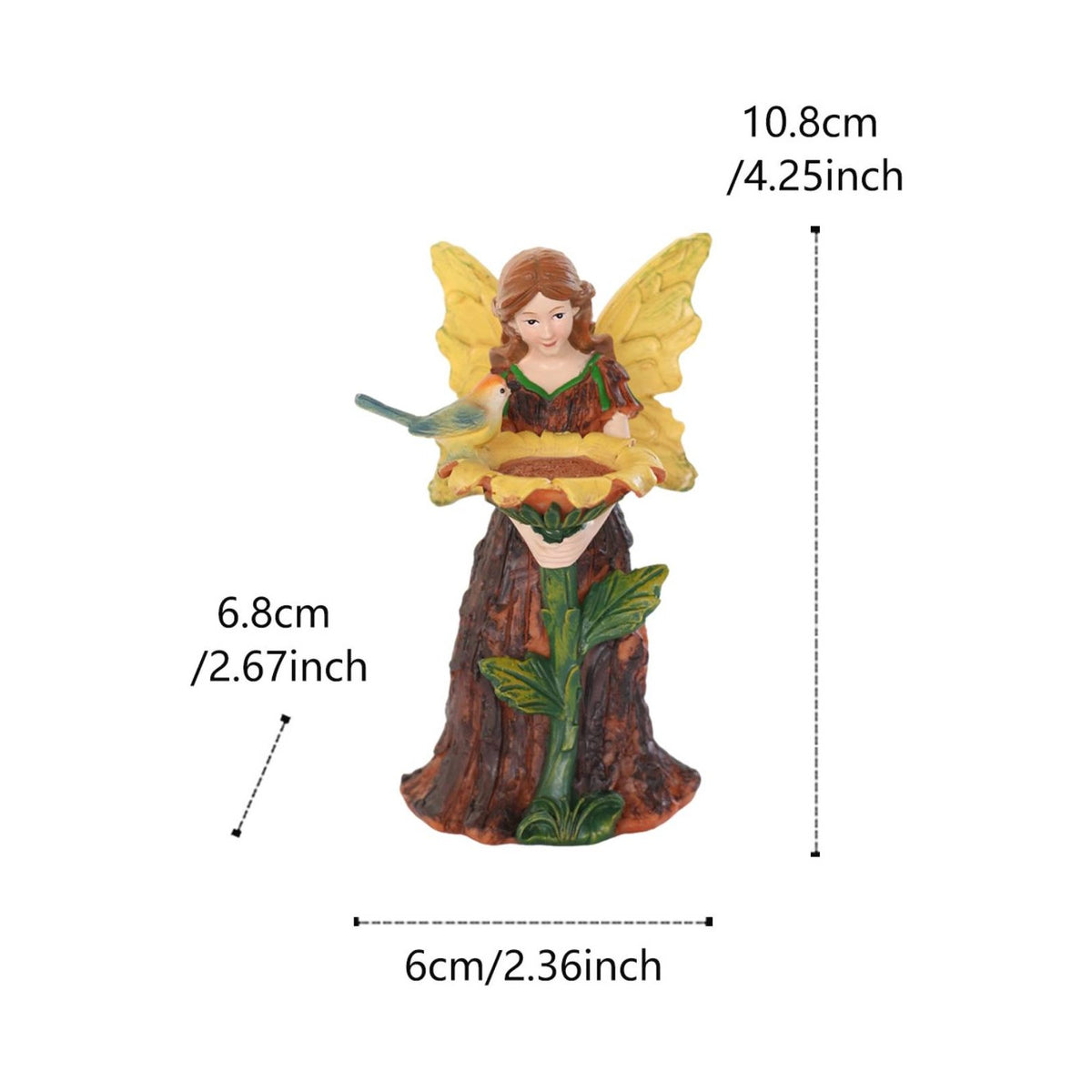 Bird Feeder Fairy Feeder Ornamental Outdoor Decor Hand-Painted Figurine for Patio