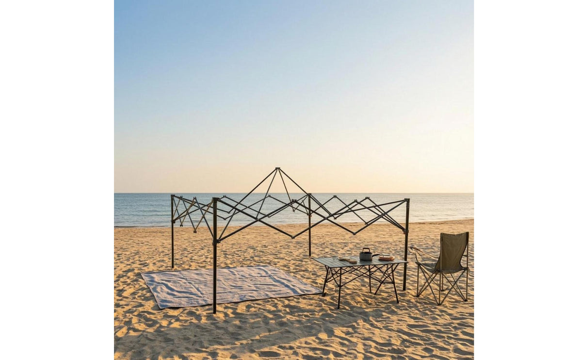 Cylindrical Metal Folding Canopy Frame Foldable Instant Tent Frame Peaked Instant Canopy Quick Setup