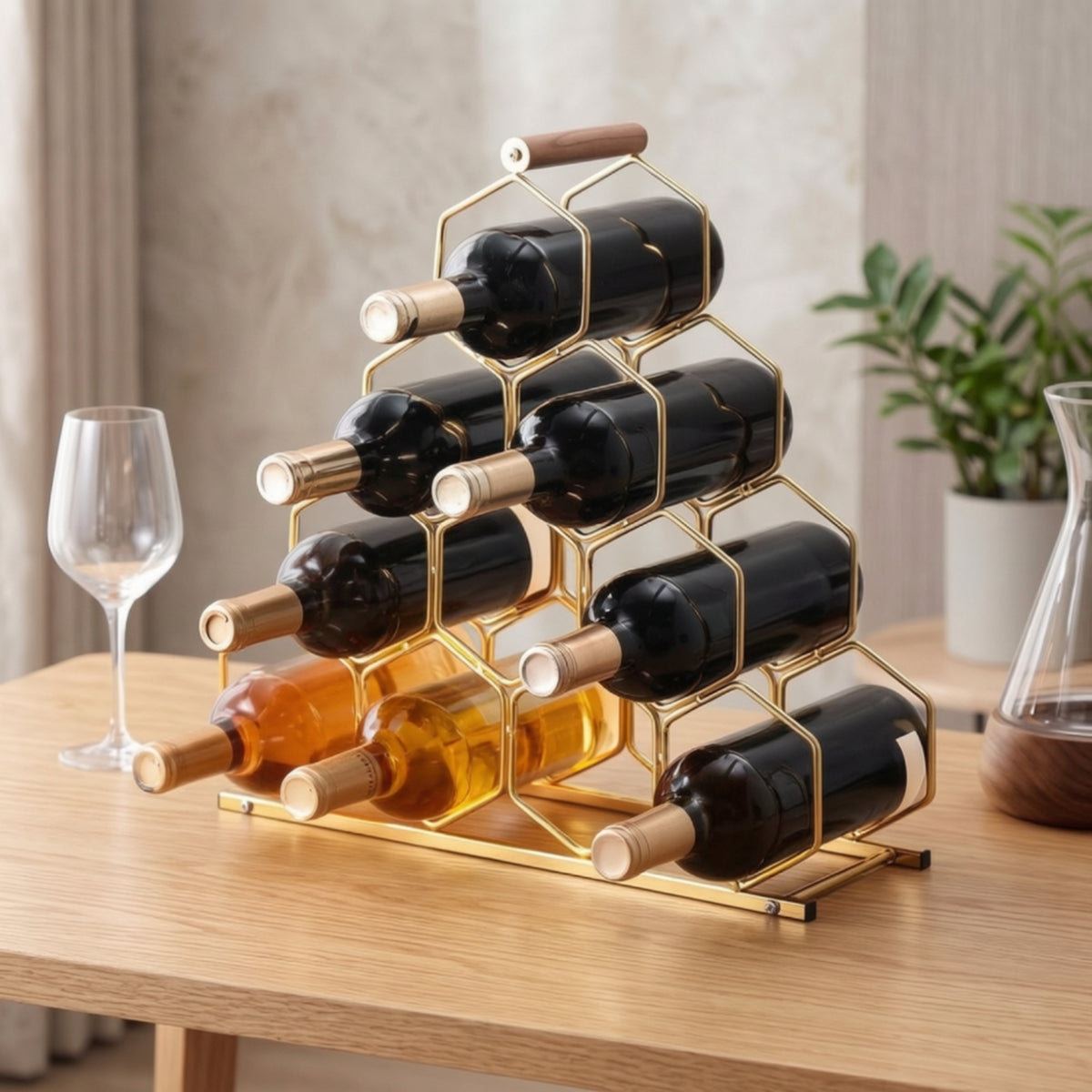 Compact Honeycomb Vino Rack