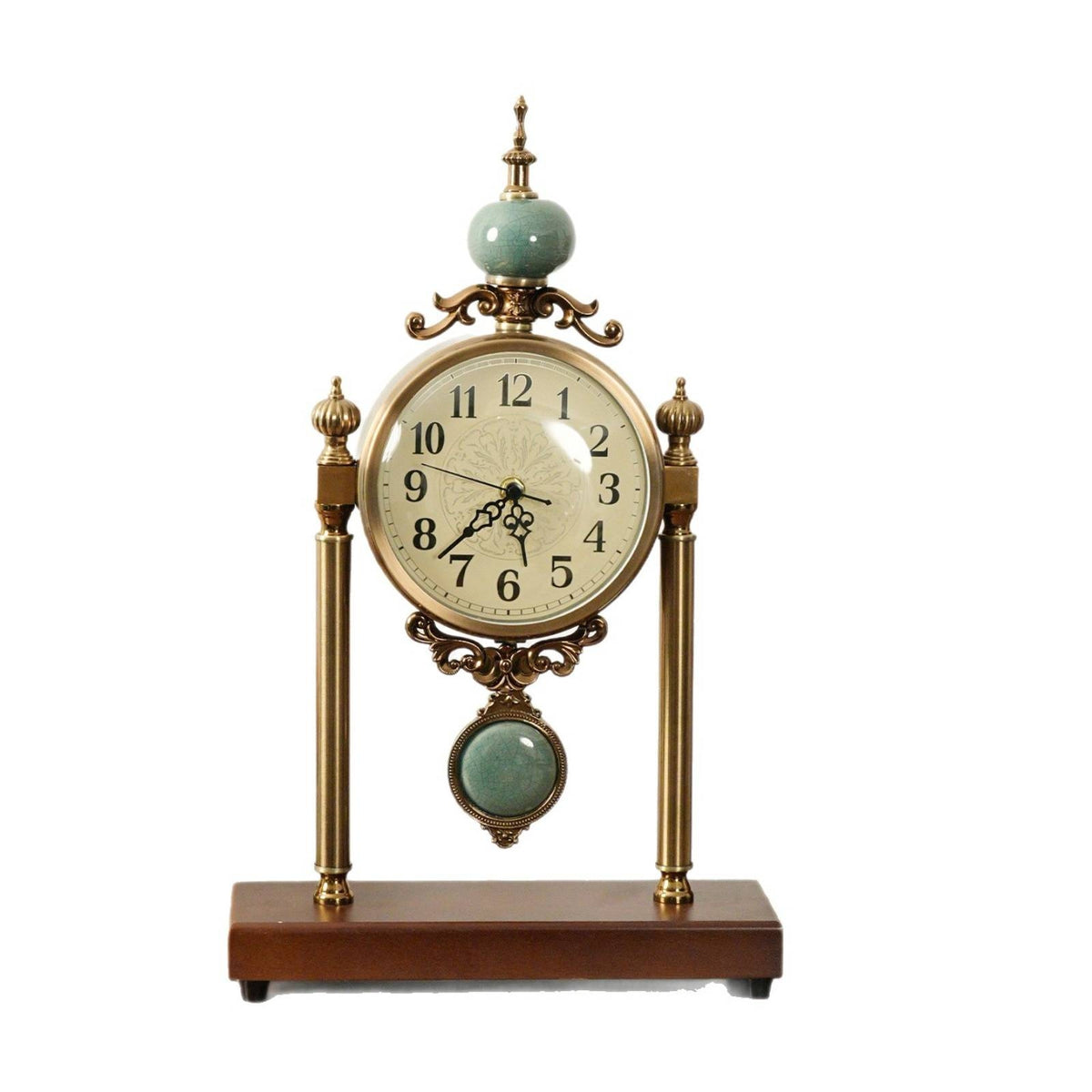 Ornamental Table Clock Decorative Table Clock with Pedestal Classic for Office