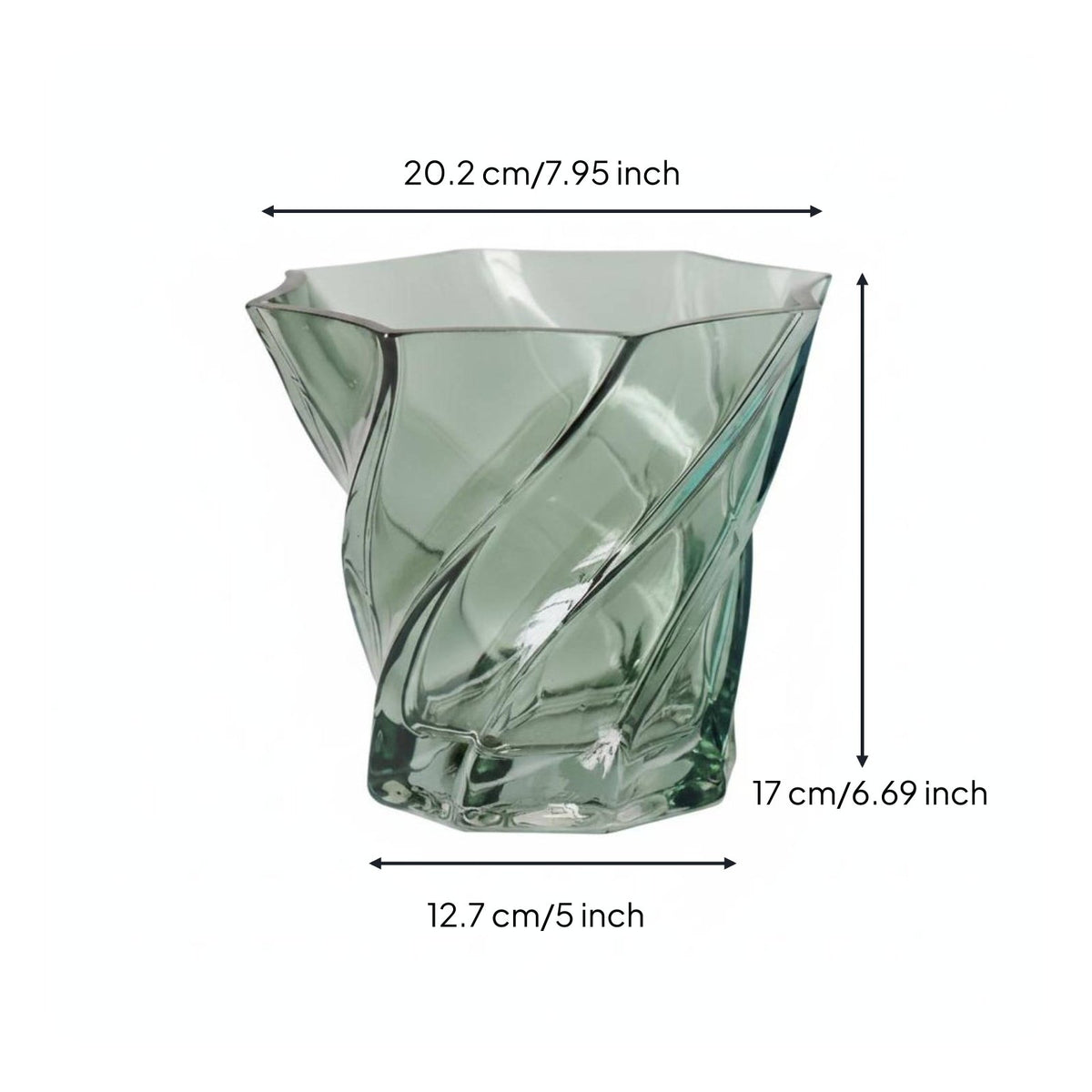 Green Glass Vase Light Luxury Twisted Glass Vase Versatile for Tabletop