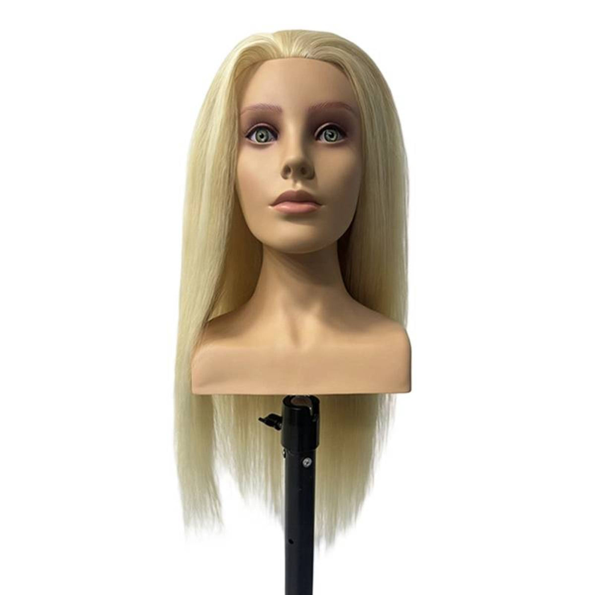 Handmade Mannequin Head with Shoulders Washable Cosmetology Mannequin Head Vinyl Hairdressing Doll Silicone for Hairdressers