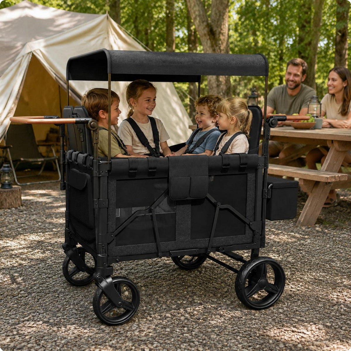 Push Wagon Push Wagon Padded Seats Child Weather Hood Infant Gear