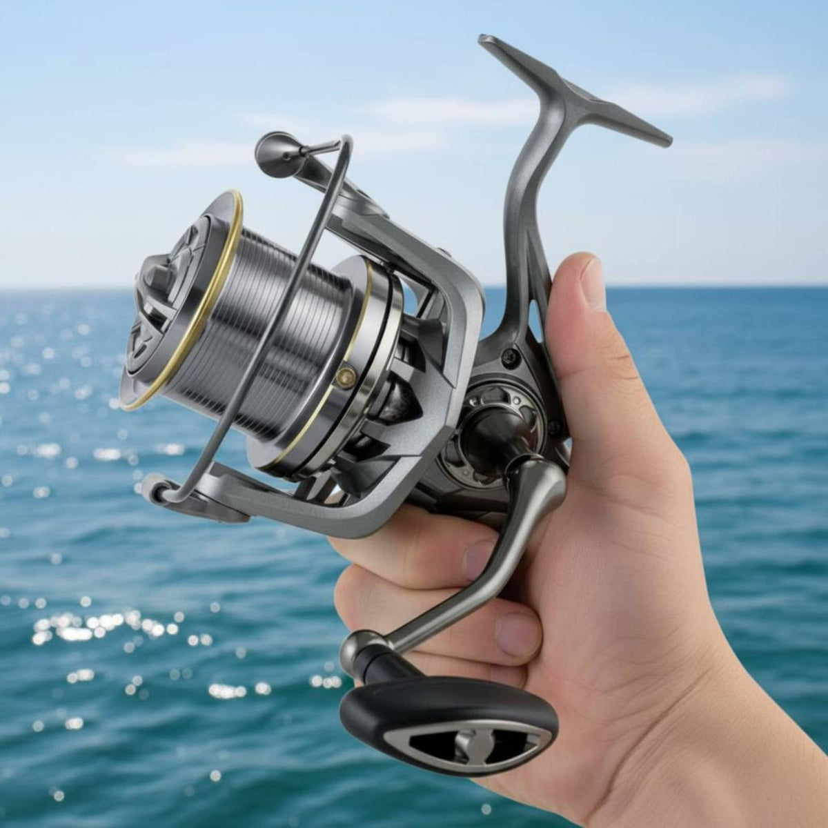 Metal Fishing Reel 6+1 Bearings Big Game Rotating Reel 25 Kg Drag for Anglers