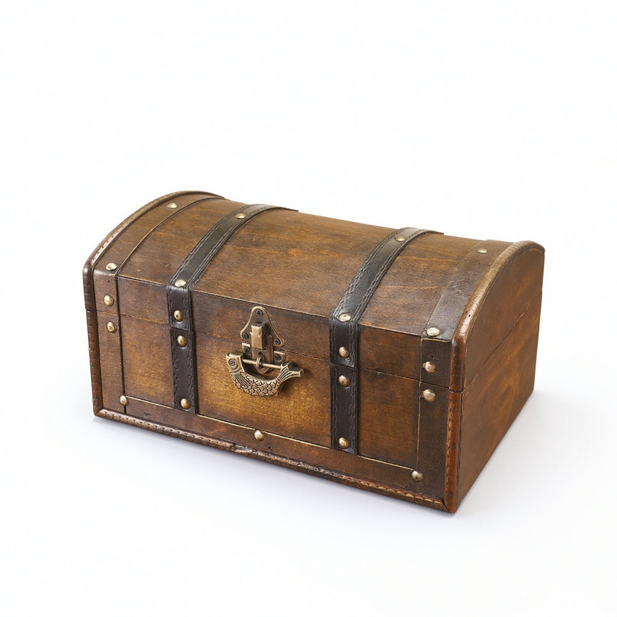 Wooden Box with Curved Lid Distressed Decorative Keepsake Storage Chest Rustic Wooden Keepsake Box for Collectors