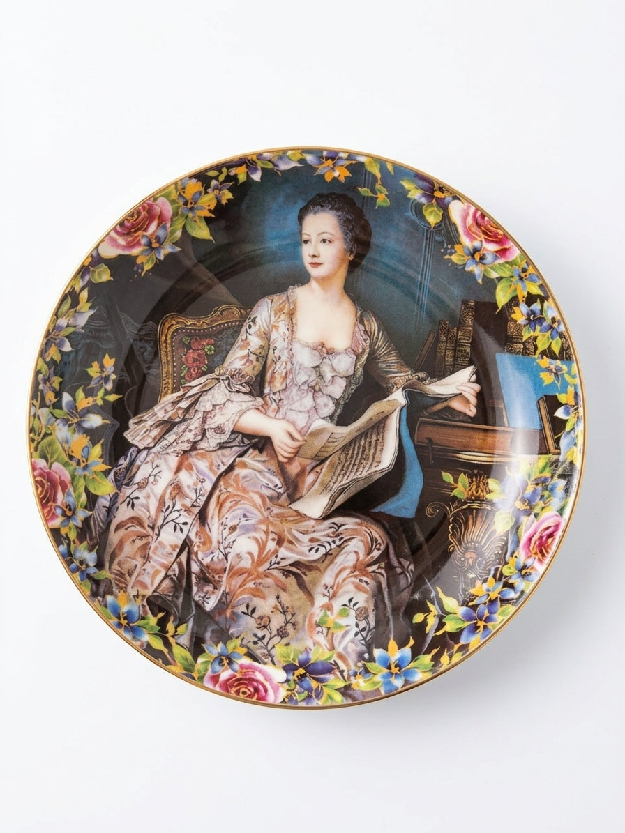 Oil Painting Soup Plate, Blue, 20cm Diameter