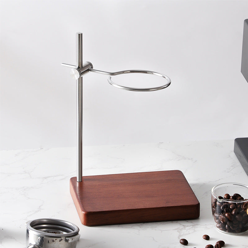 Adjustable Wooden Coffee Drip Stand with Glass V60 Dripper and Server Set