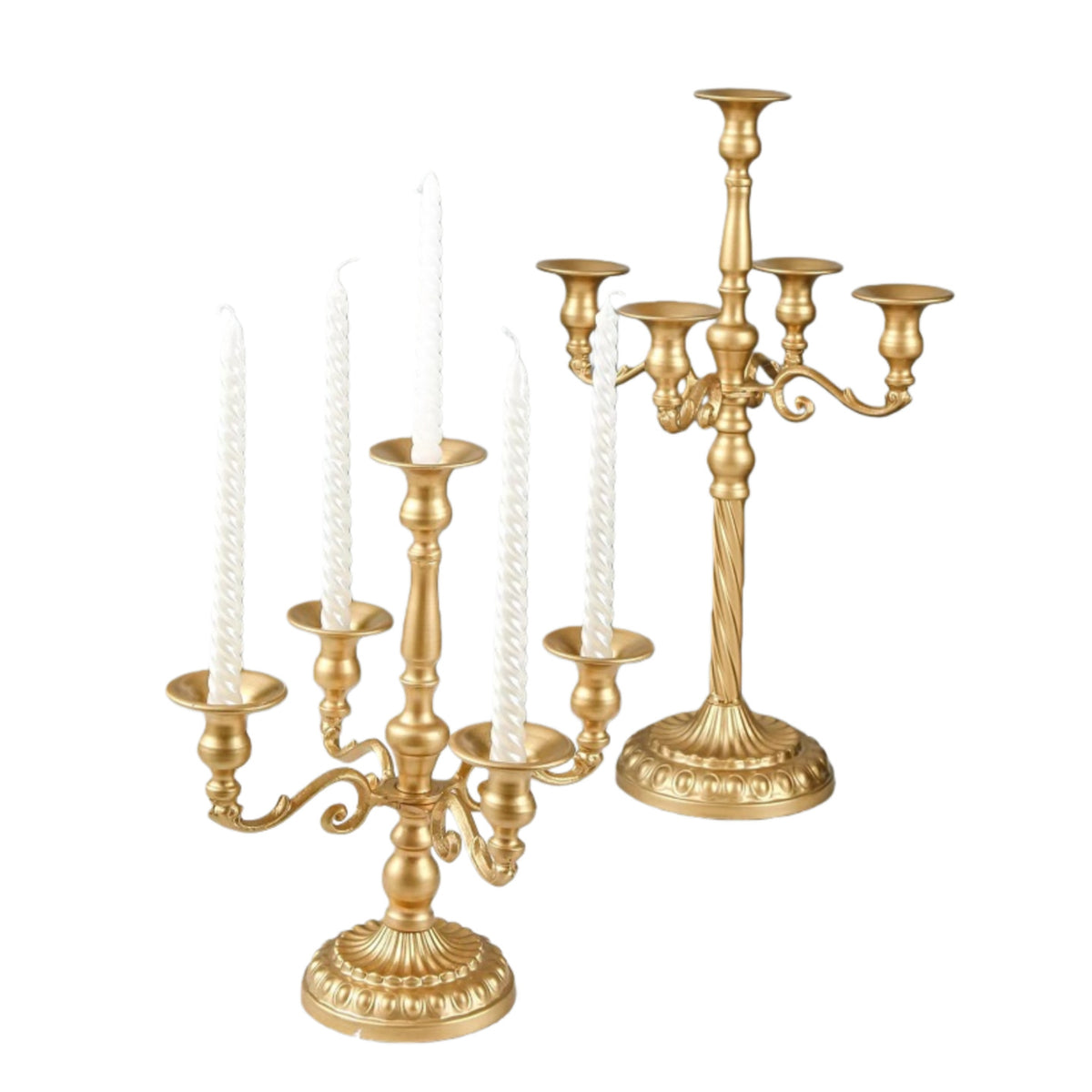 European Vintage Threaded Rod Multi-Arm Candle Holder Gold Iron Tall Candle Stand for Wedding Table Centerpiece