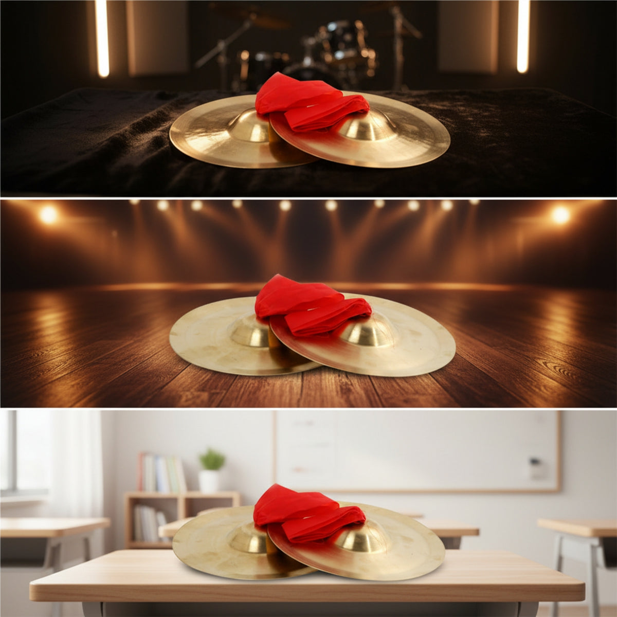 Cymbals Pair Soft-Sounding Brass Cymbals Lightweight Percussion Instrument for School Rehearsals