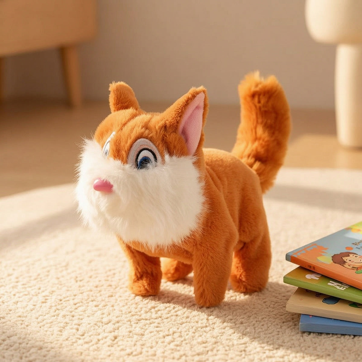 Walking Electric Squirrel Toy Animated Squirrel Stuffed Animal Toy Battery-Operated Plushie Soft for Children, Toddlers, Pretend Play, Home