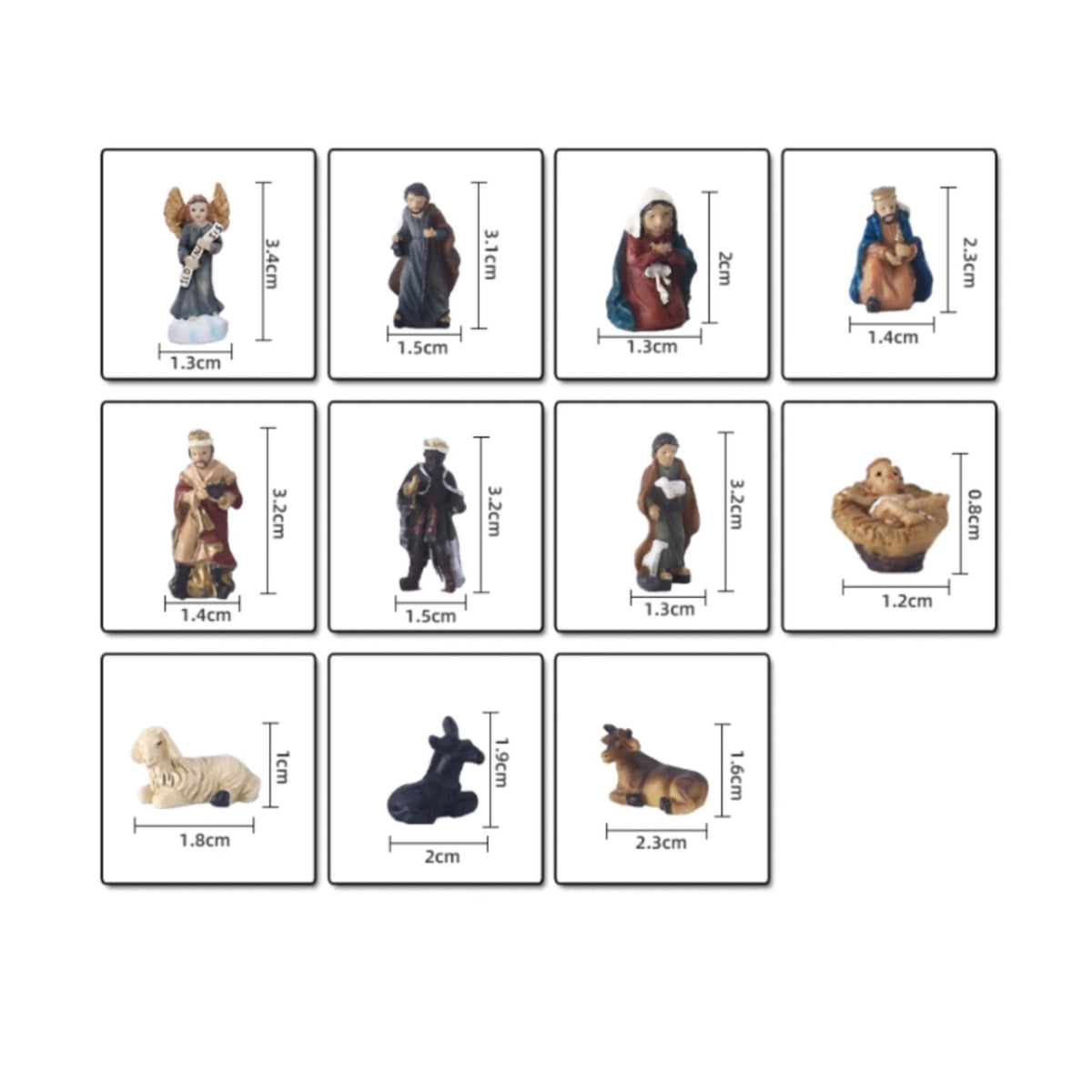 10 Pieces Miniature Nativity Set Painted Christmas Nativity Set Multicolor