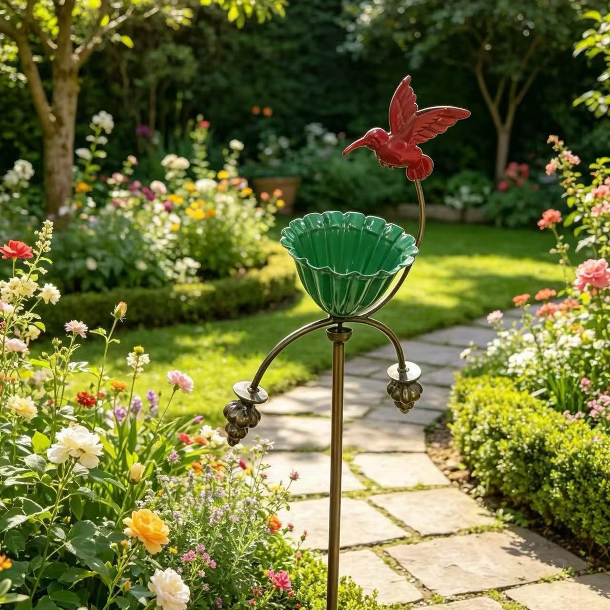 Flower-Shaped Bird Feeder with Ground Stake