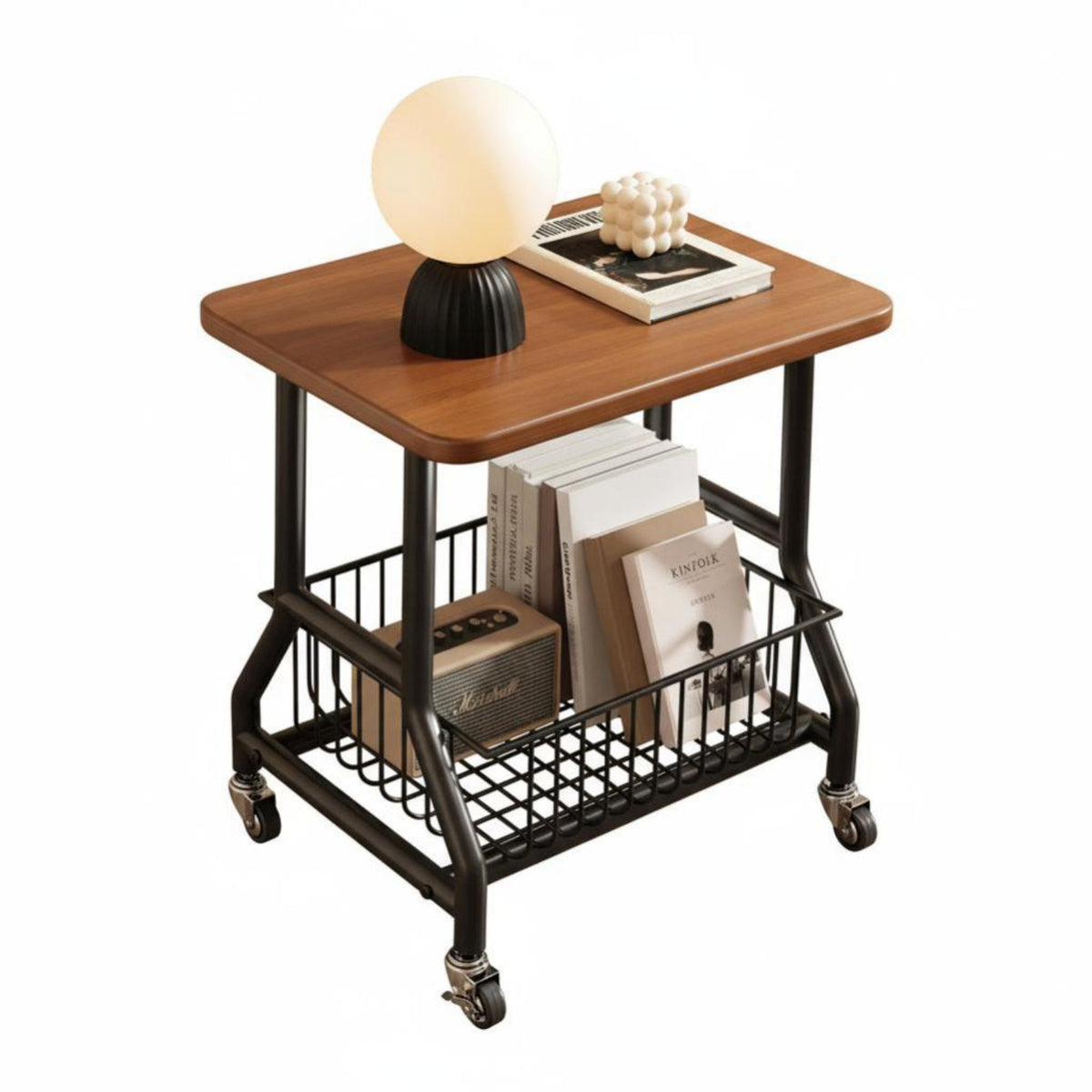 2-Tier Rolling End Table Minimalist Design 2-Tier Rolling representative of Small rooms