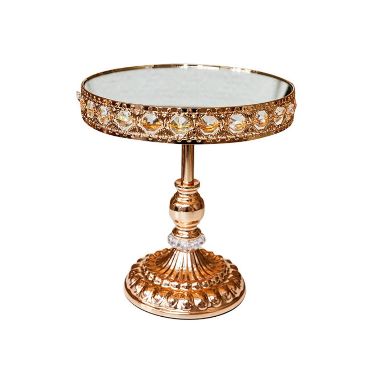 Cake Stand with Mirrored Golden-Toned Pedestal Cake Stand Ornate Display Centerpiece for Party Hosts