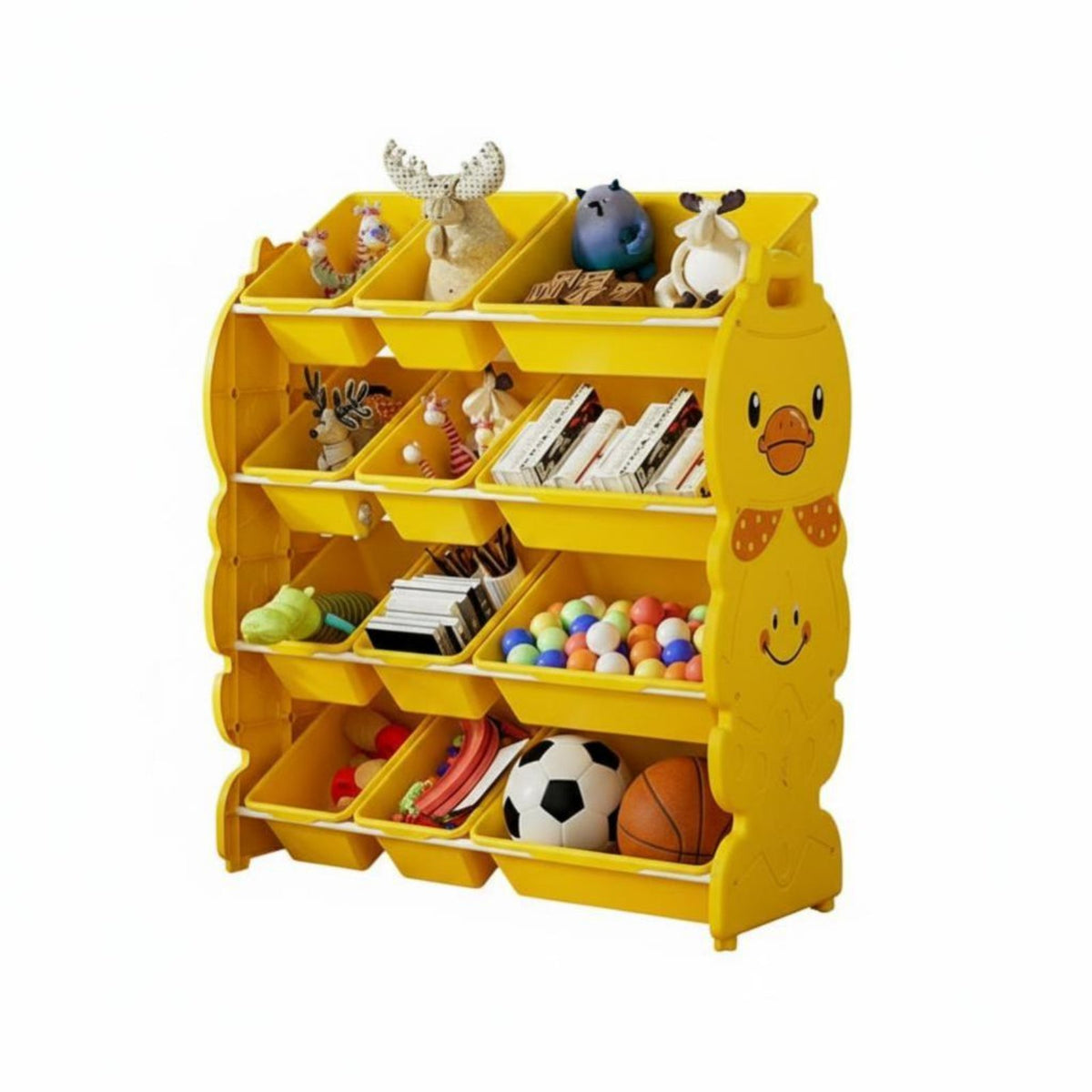 Duck Toy Storage Rack Space-Saving Kids Storage Cabinet with Bins Large Capacity
