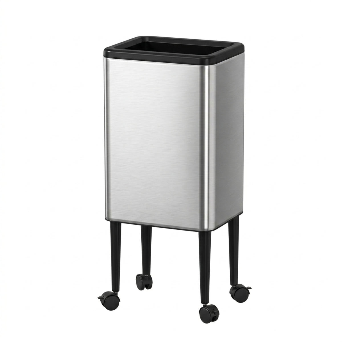 Wheeled Trash Can Slim Wastebasket Space-Saving for Kitchen, Living Room