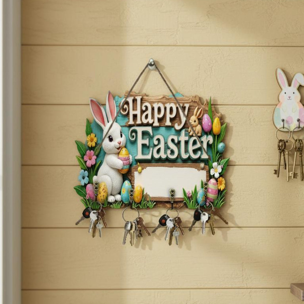 rabtouch Wall Hanger Easter Themed Hook Rack Flat 2D design for Entryway, Families
