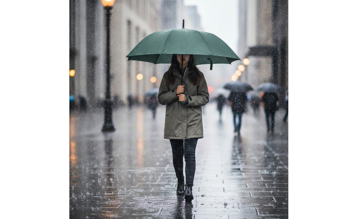 Straight 16 Rib Umbrella Waterproof Hook Handle Umbrella Sturdy Long-Lasting for Commuters