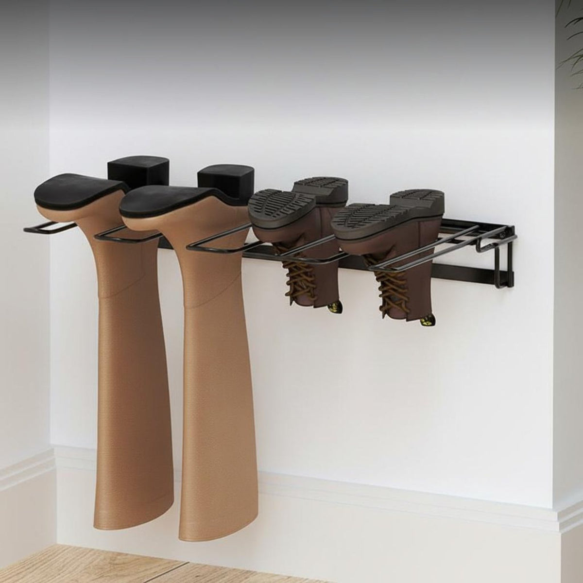 Wall-Mounted Foldable Boot Rack, Carbon Steel, Space Saving