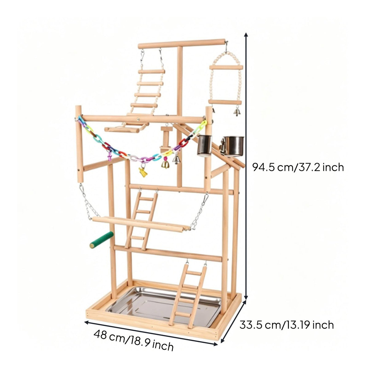 Parrot Activity Center Climbing Ladder Parrot Playstand Multi Level Bird Training stand fit Parrots, Cockatiels, Indoor, Cage Top