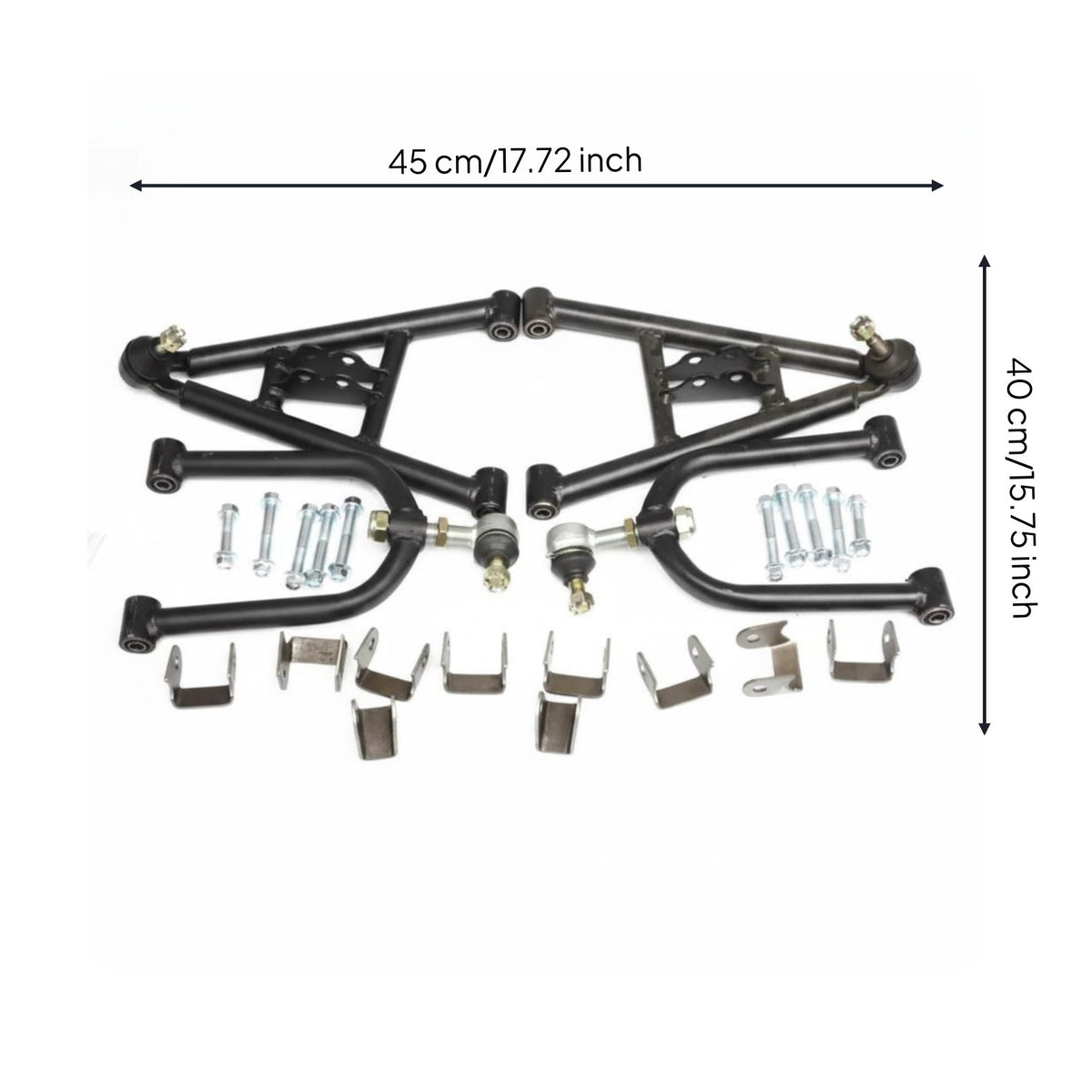 Go Kart Front Shock Absorption Kit Heavy Duty Front A Arm Set Stable Ride Rough Terrain Chassis Part for DIY Builders, Repair