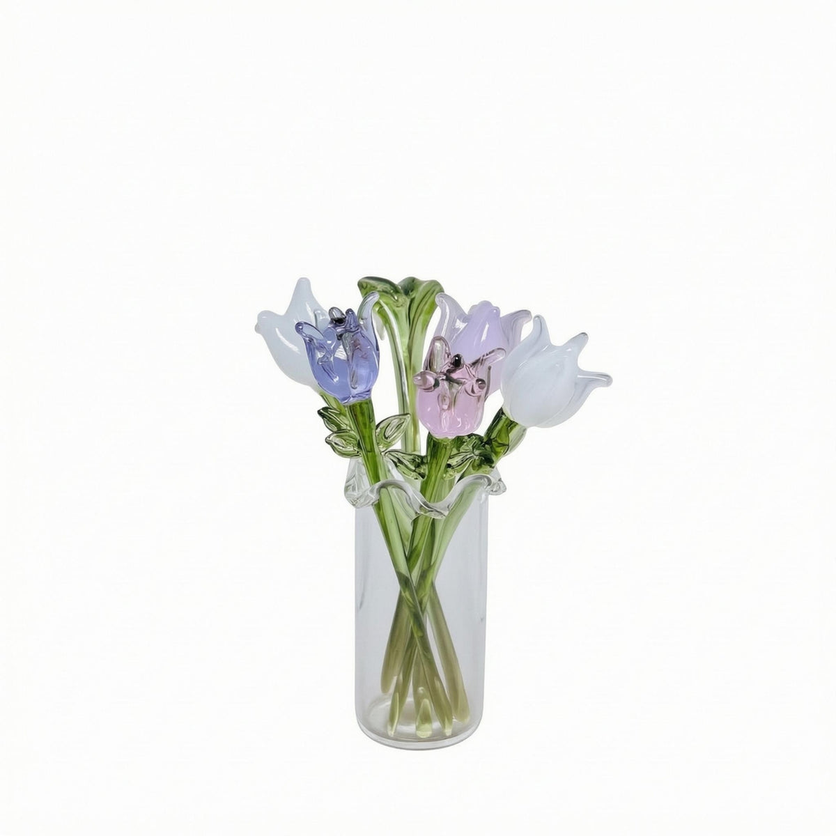 Artificial Flowers Vase Indoor Clear Glass Vase Handcrafted for Home