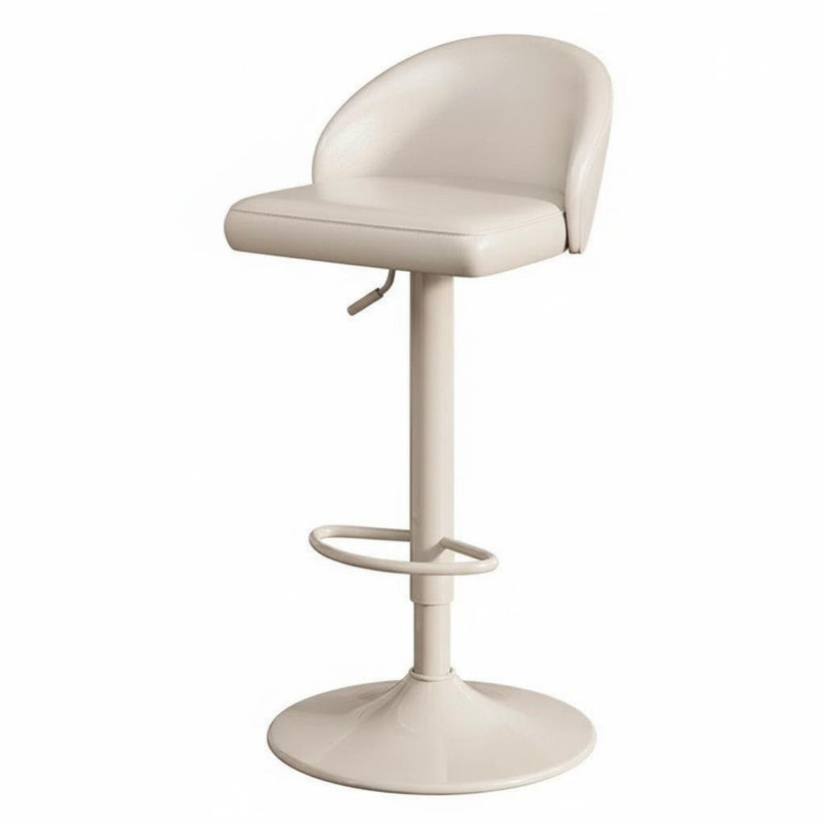 Upholstered Rotating Stool with Backrest Minimalist Design Upholstered Rotating Stool Padded Seat Sturdy Frame for Cafe
