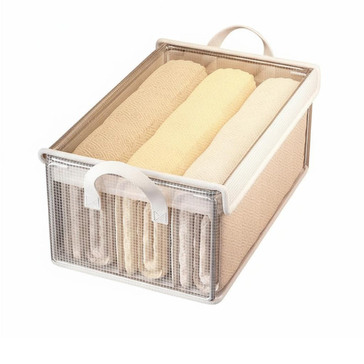 Stackable Textile Drawer Transparent Lid Stackable Sliding Basket Foldable